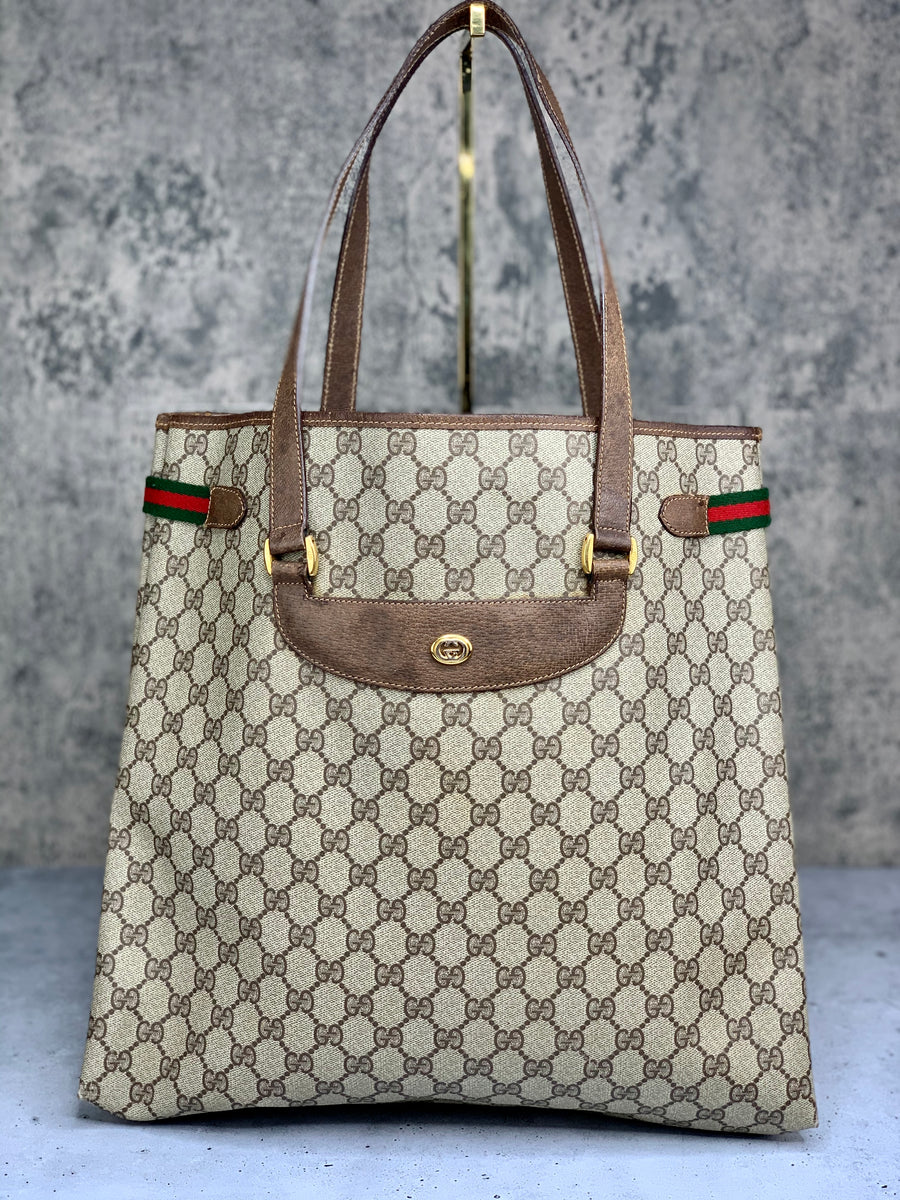 Certified Authentic Gucci Boston Bag Vintage handbag GG travel bag Canvas  Sherry Line brown Canvas - Leather pre -owned gucci -Made in Italy