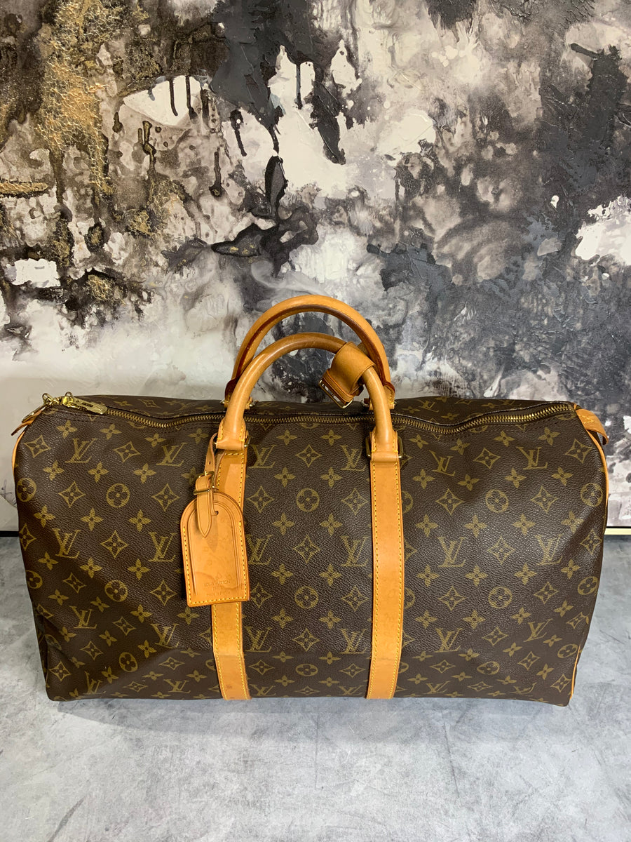 Louis Vuitton grey Leather Keepall 50
