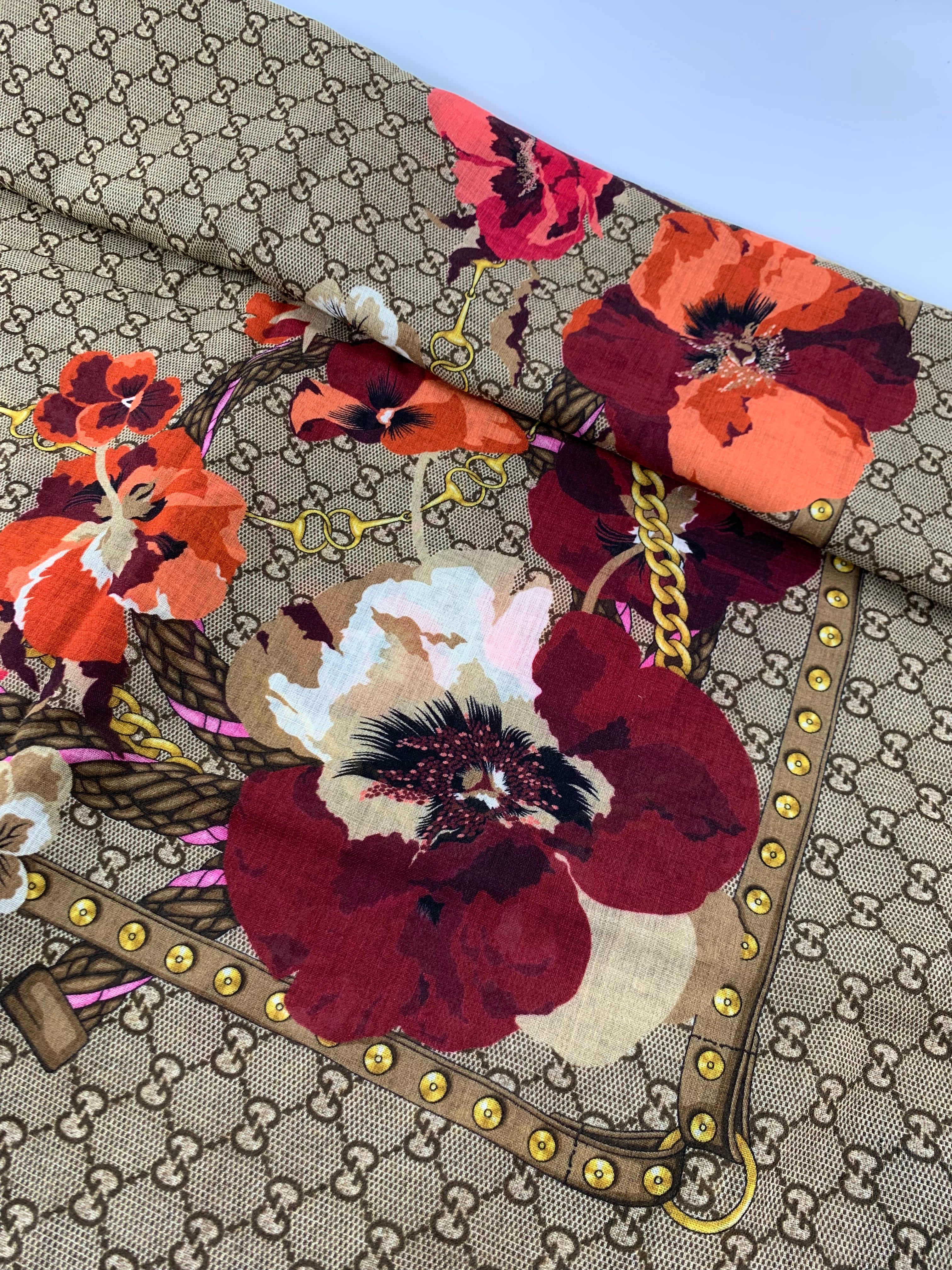 Gucci Blooms GG logo oversize scarf