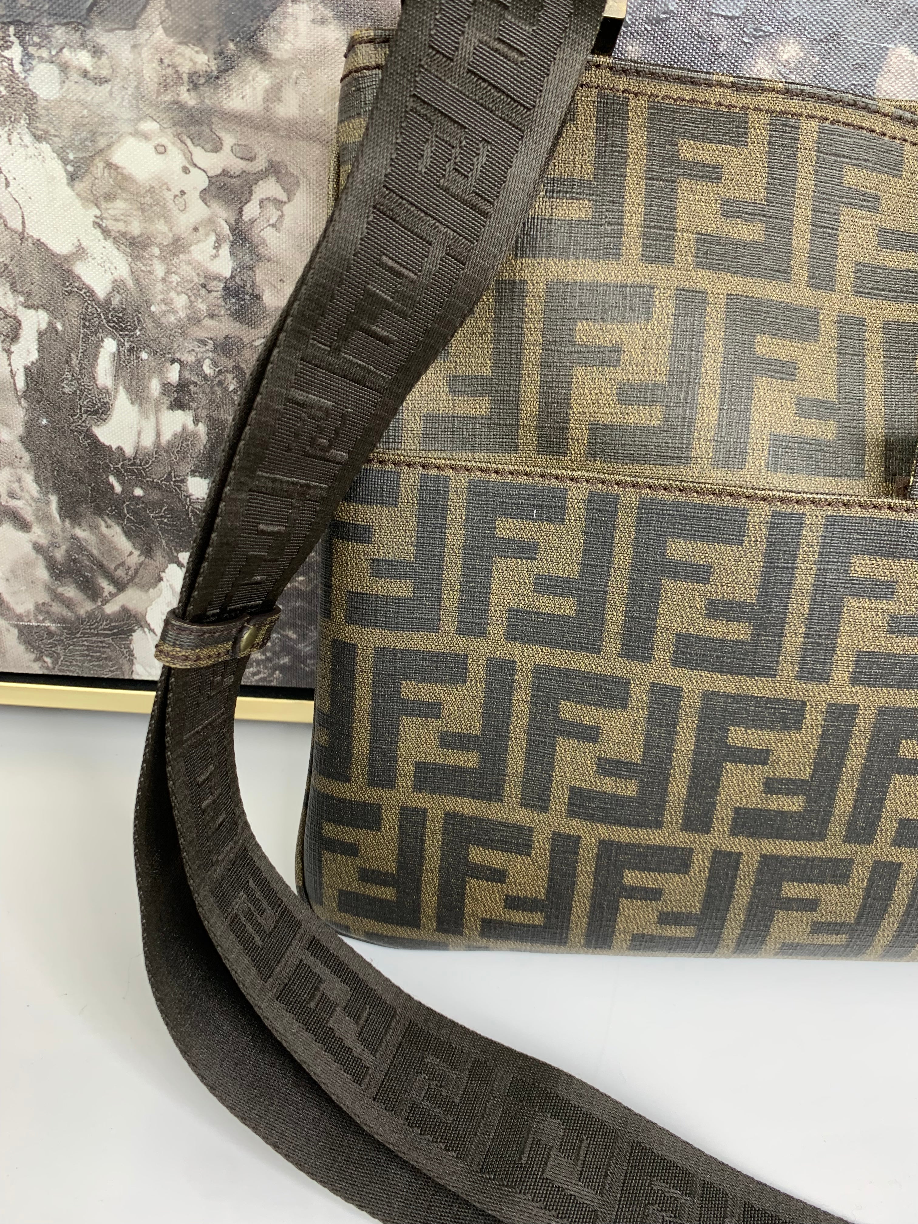 Fendi Zucca Coated Canvas Messenger Bag