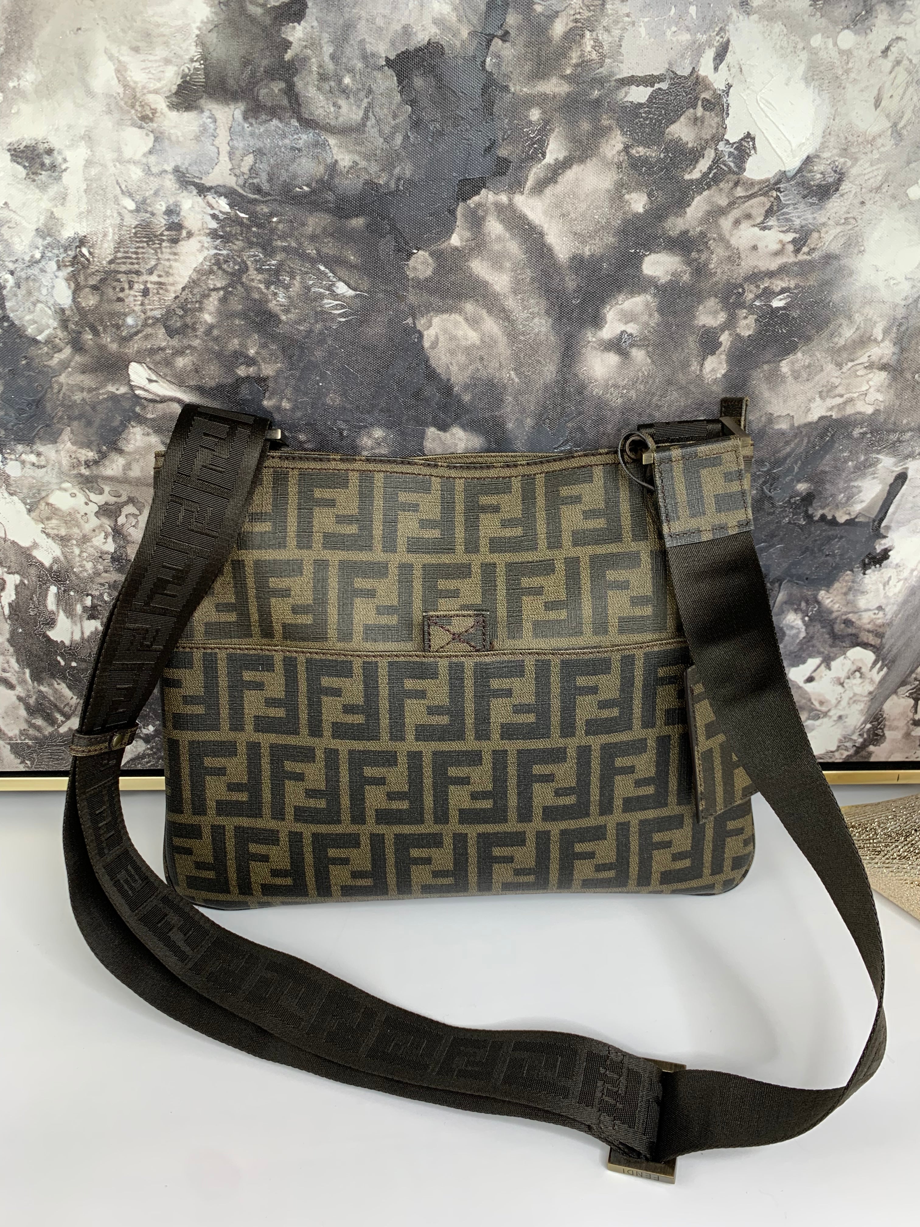 Fendi Zucca Coated Canvas Messenger Bag