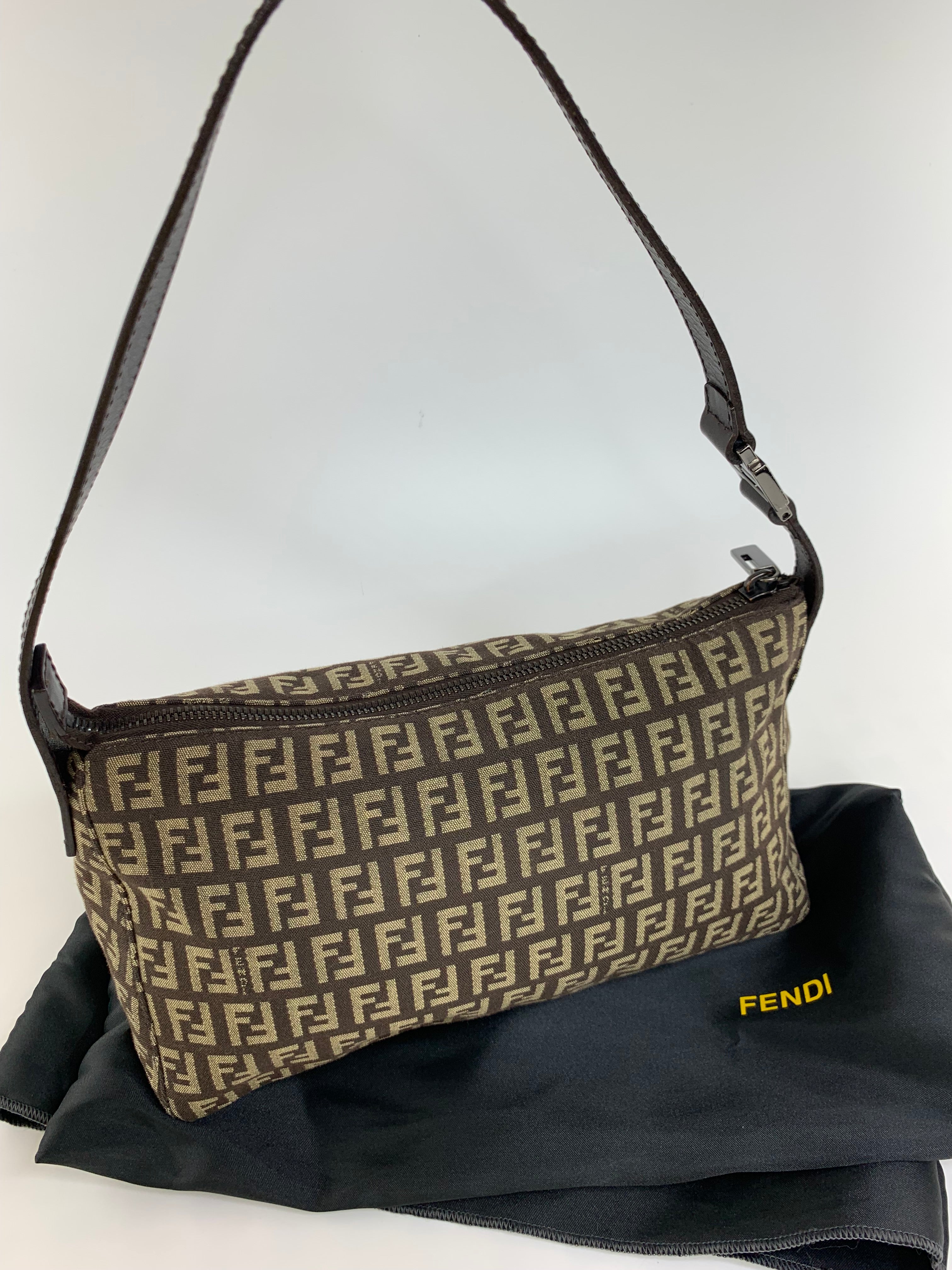 Fendi  Brown Zucchino Shoulder Bag