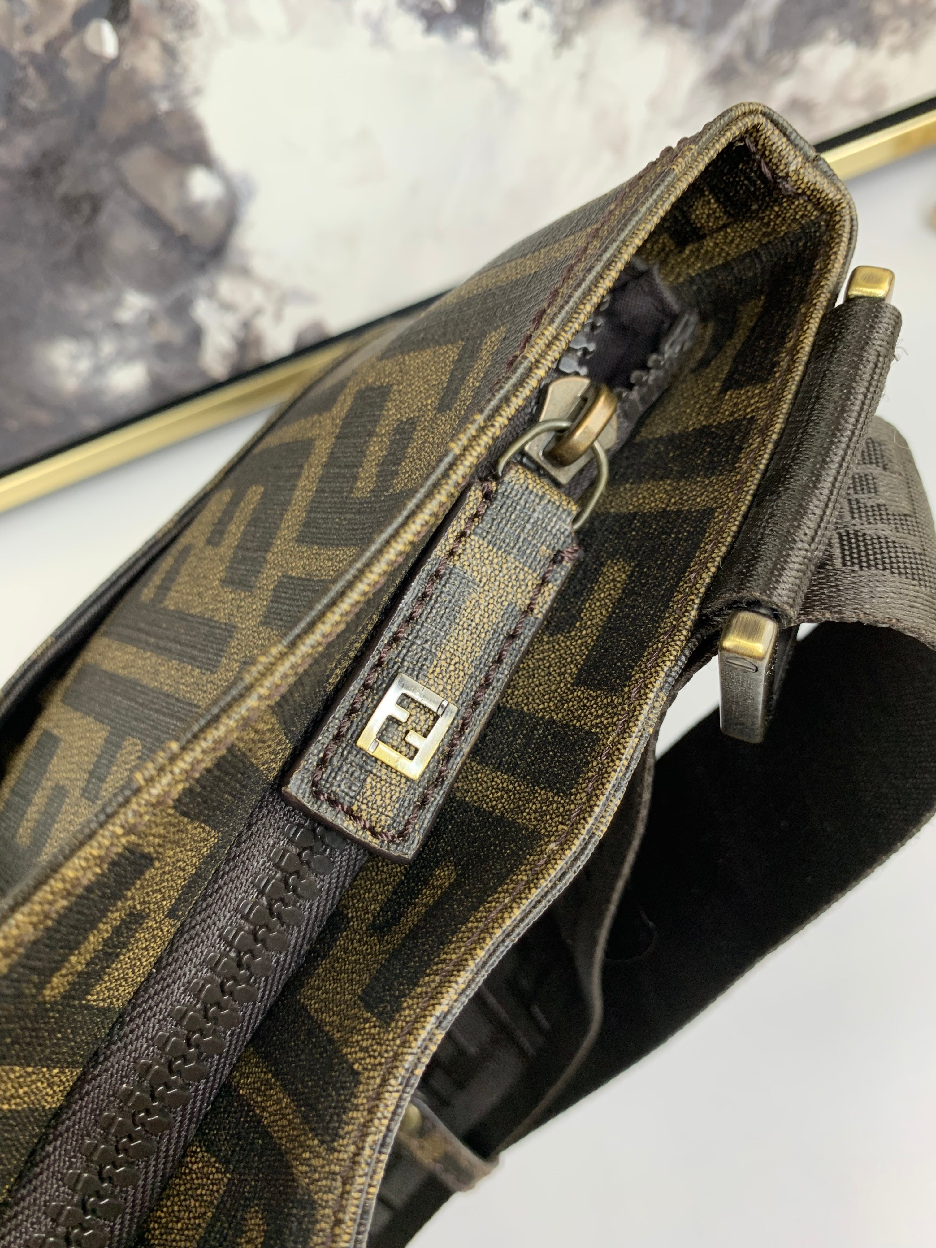 Fendi Zucca Coated Canvas Messenger Bag