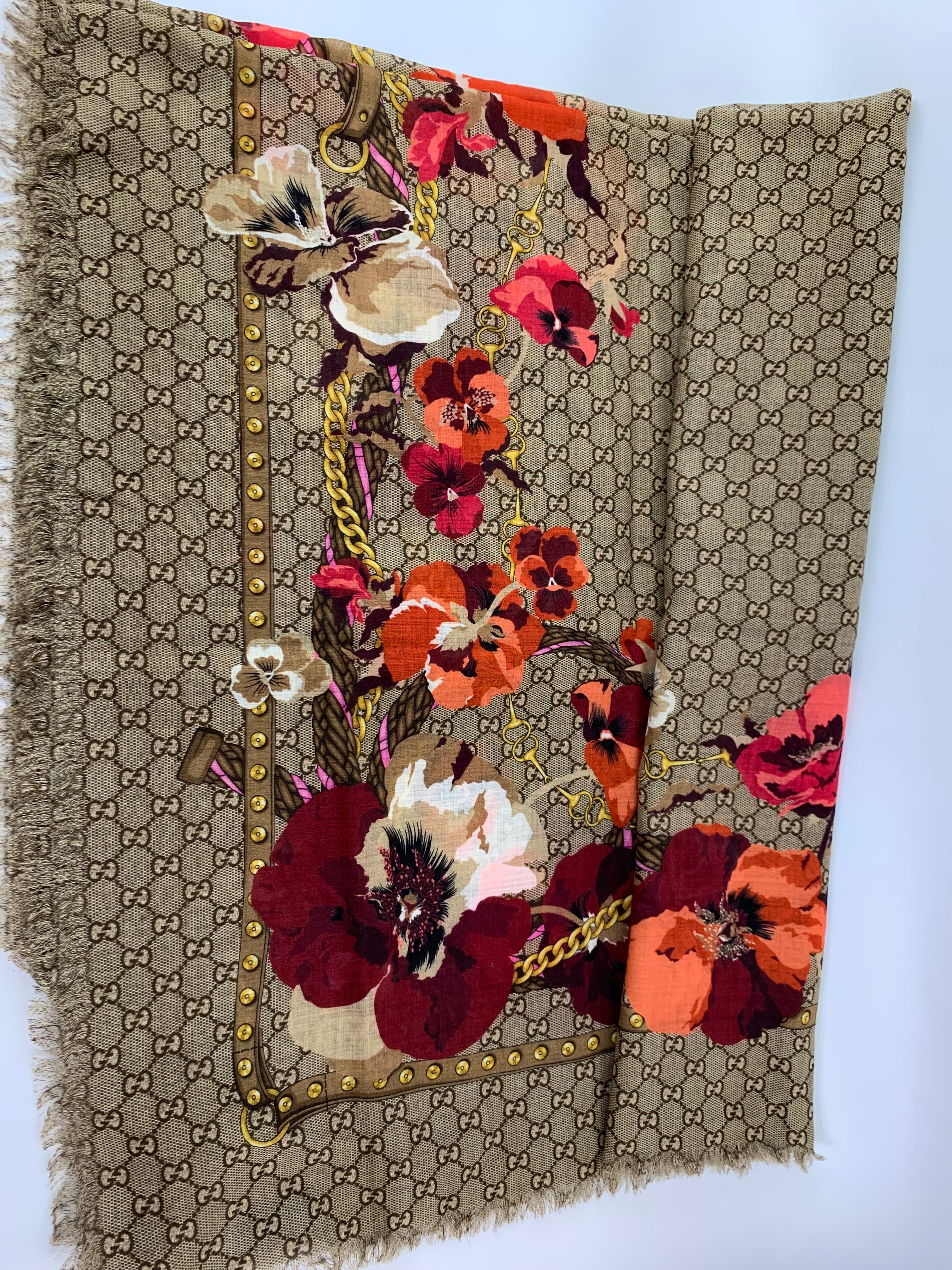 Gucci Blooms GG logo oversize scarf