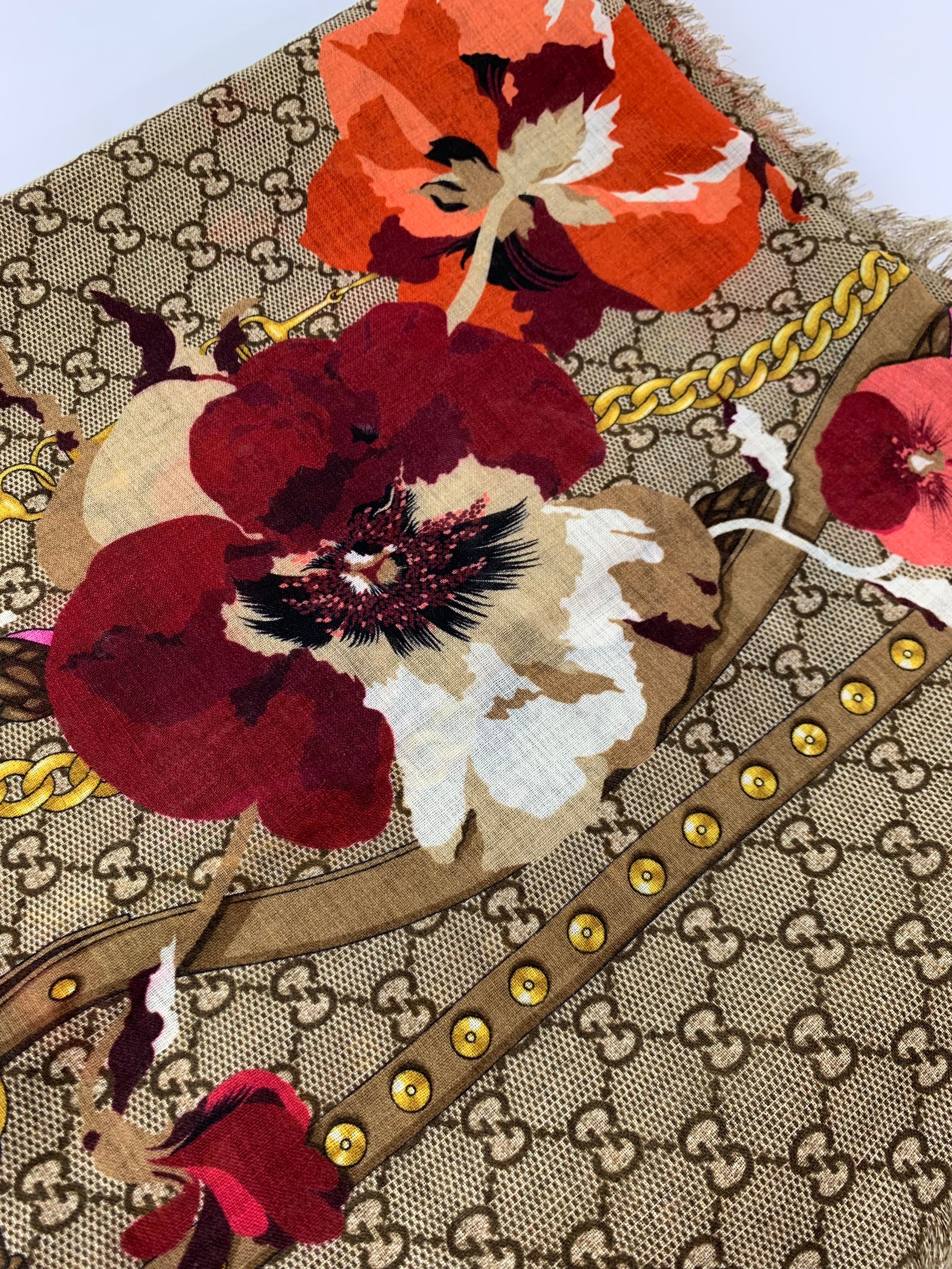 Gucci Blooms GG logo oversize scarf