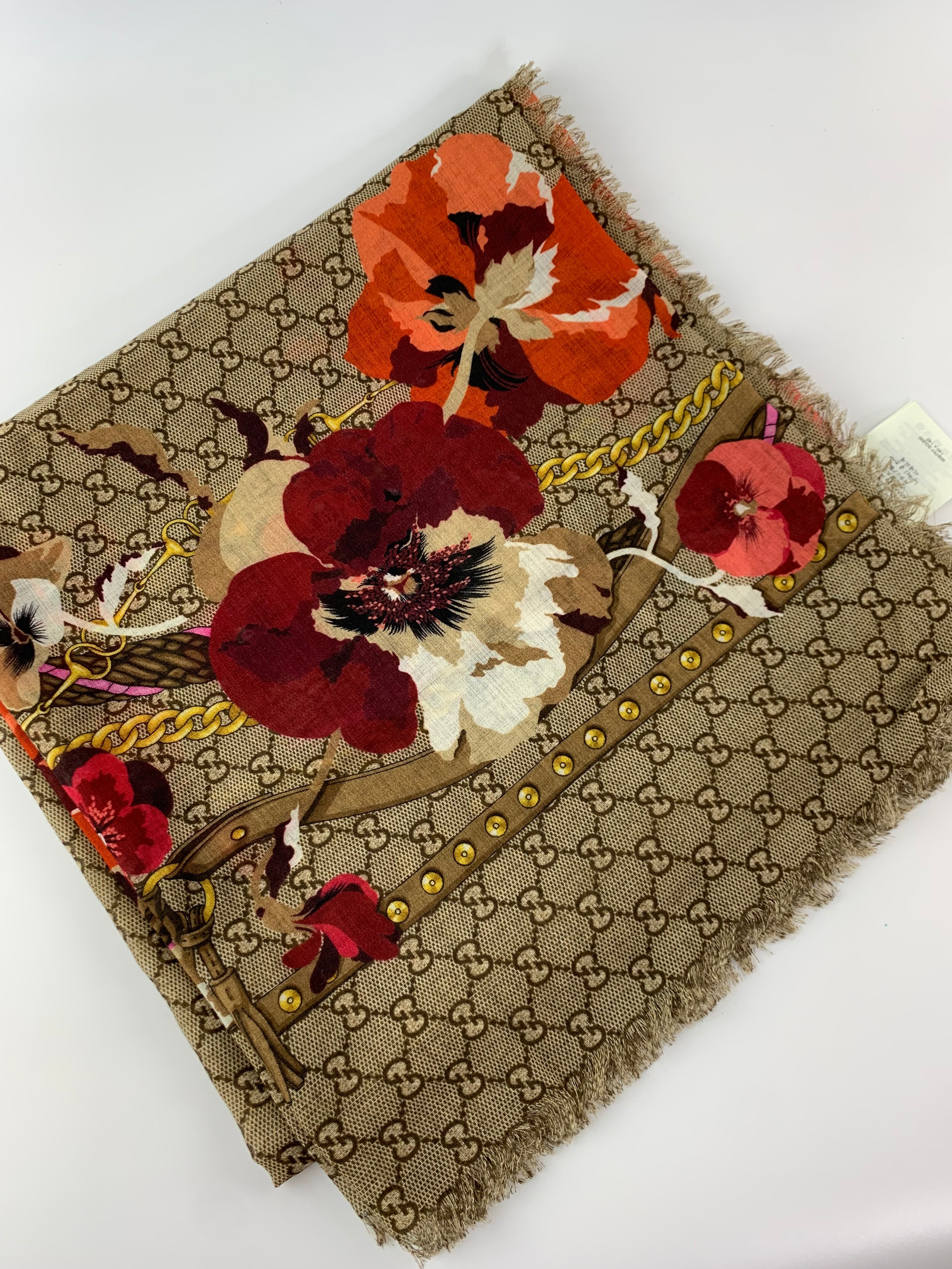 Gucci Blooms GG logo oversize scarf