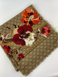 Gucci Blooms GG logo oversize scarf