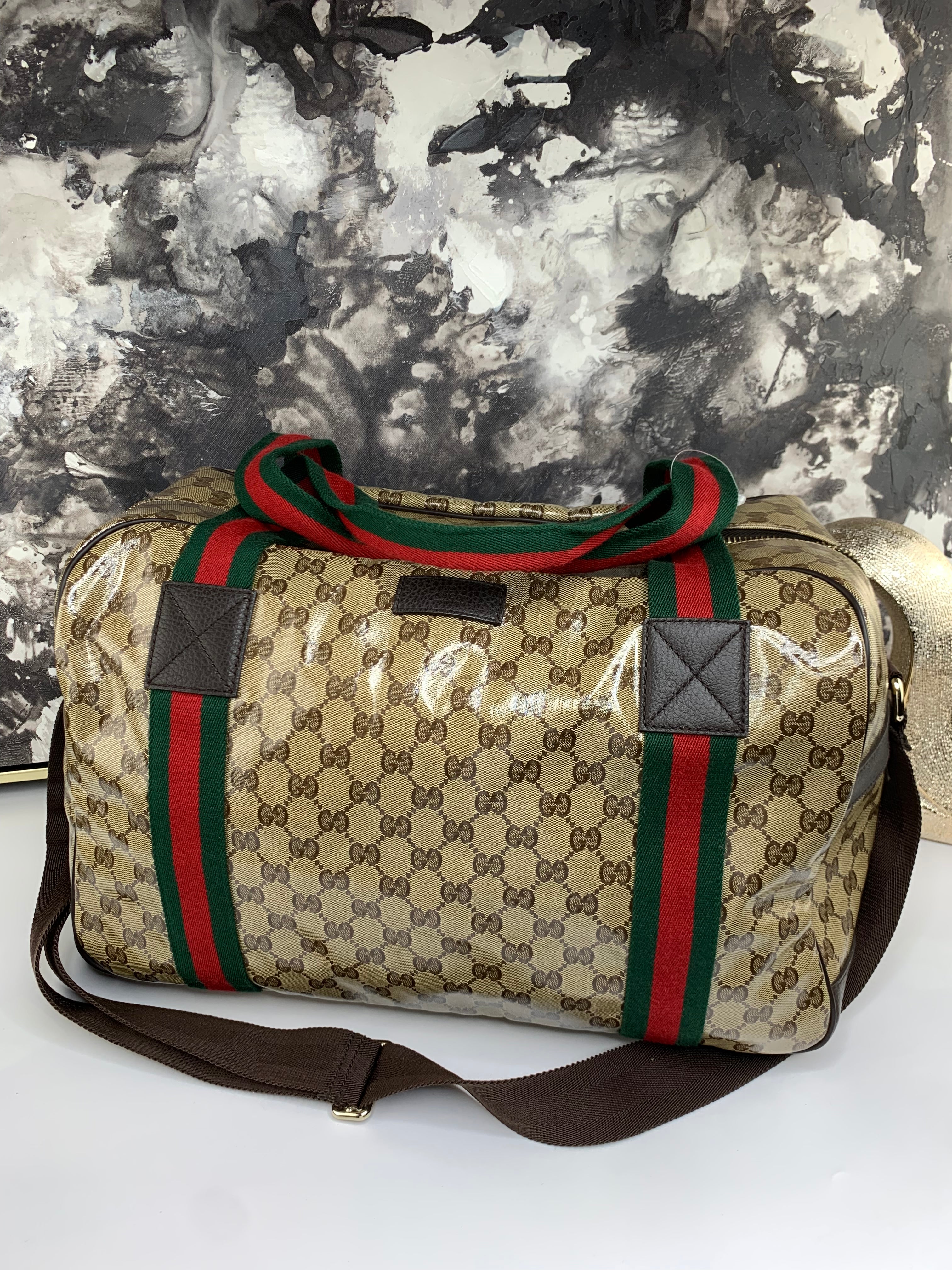 Gucci Crystal Canvas Travel Bag with Strap