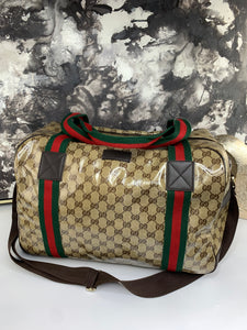 Gucci Crystal Canvas Travel Bag with Strap