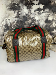 Gucci Crystal Canvas Travel Bag with Strap