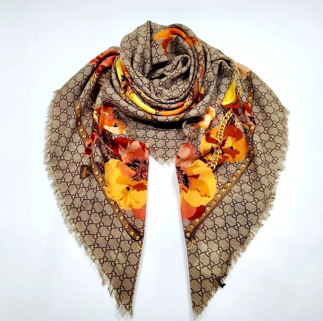 Gucci Blooms GG logo oversize scarf