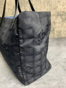 Chanel Chanel New Travel Line Tote Bag Mm Nylon Black Gold Metal