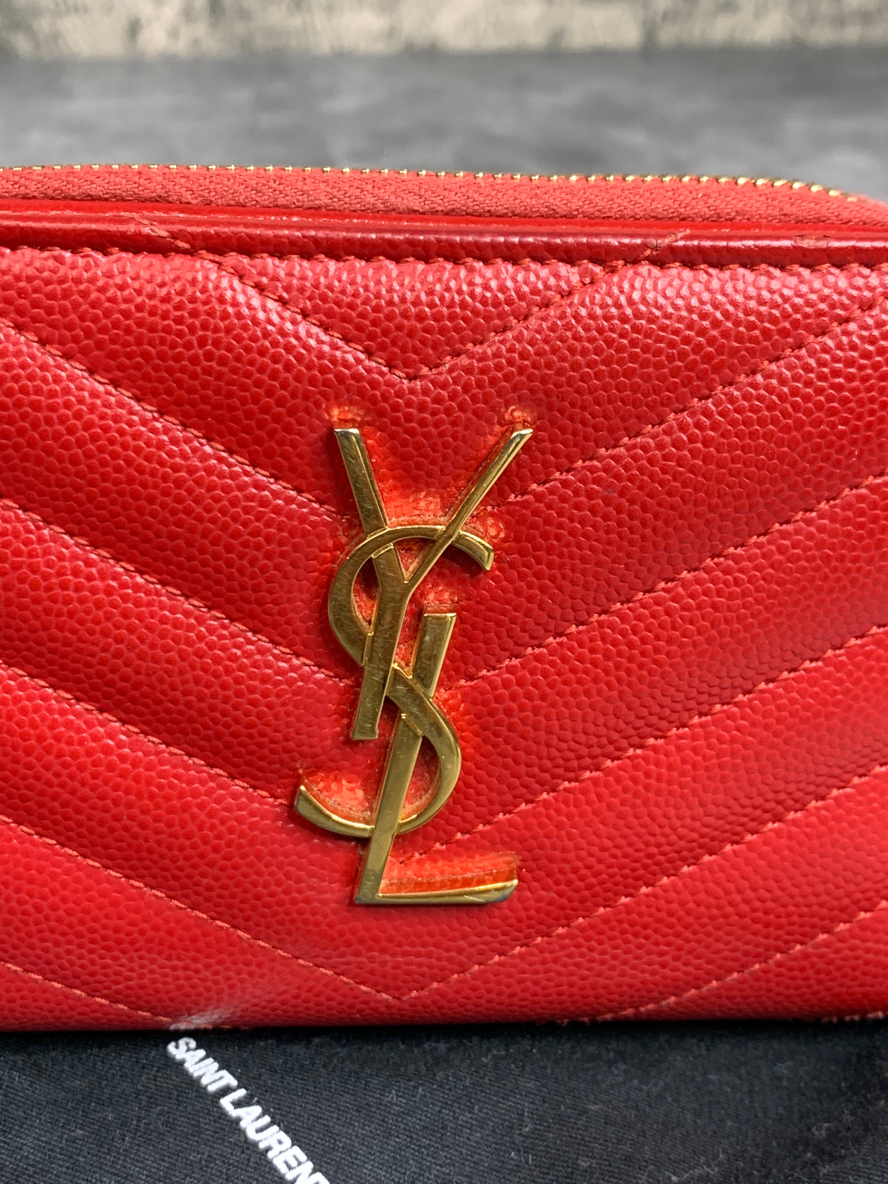 Saint Laurent Monogram Wallet - Red for Women