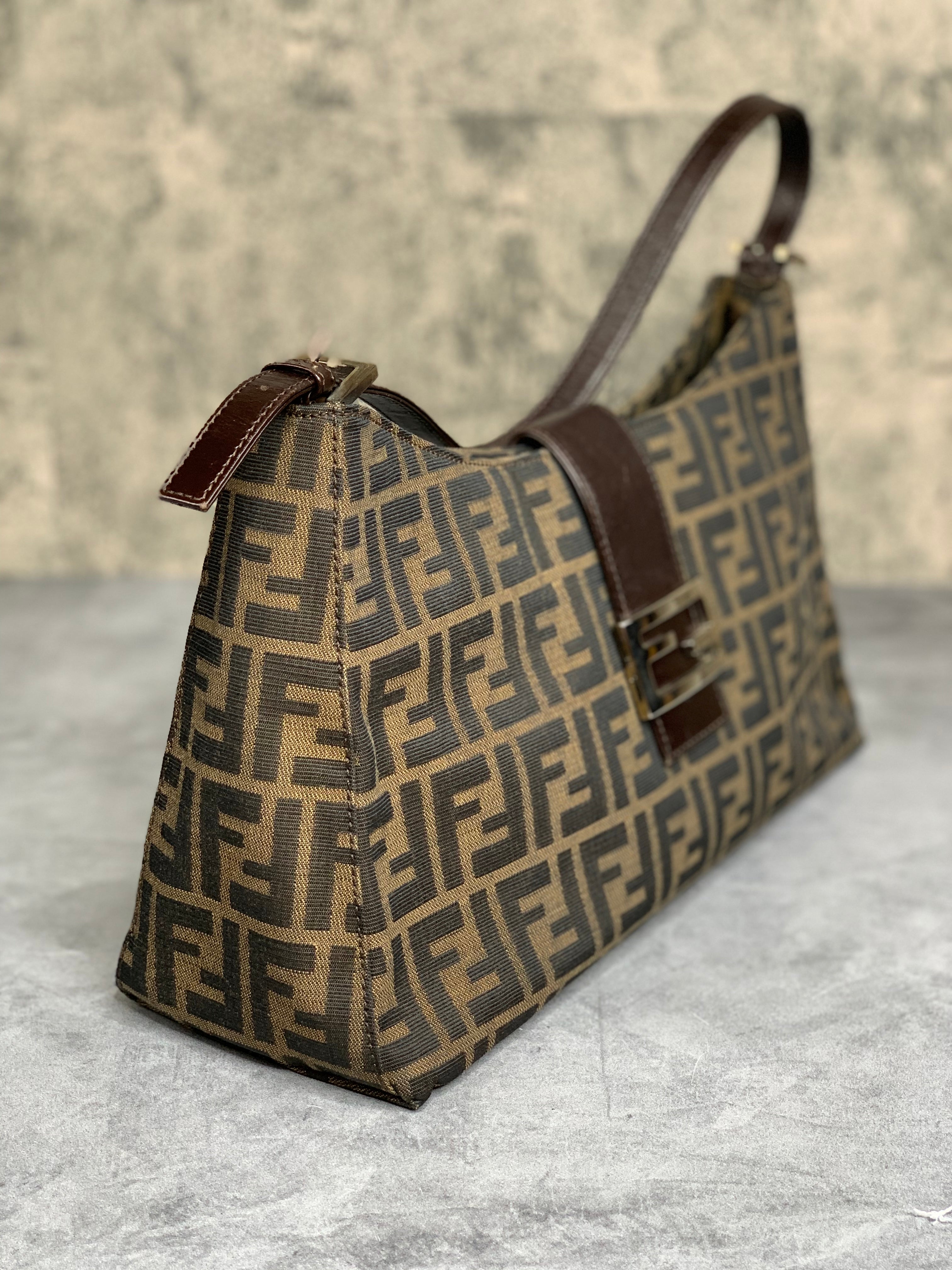 Y2K Fendi Zucchino Zucca FF Logo Leather Shoulder Bag – Mint Market